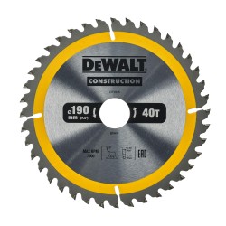 DEWALT - Lame de scie circulaire portative Construction, 190x30 mm, 40 dents