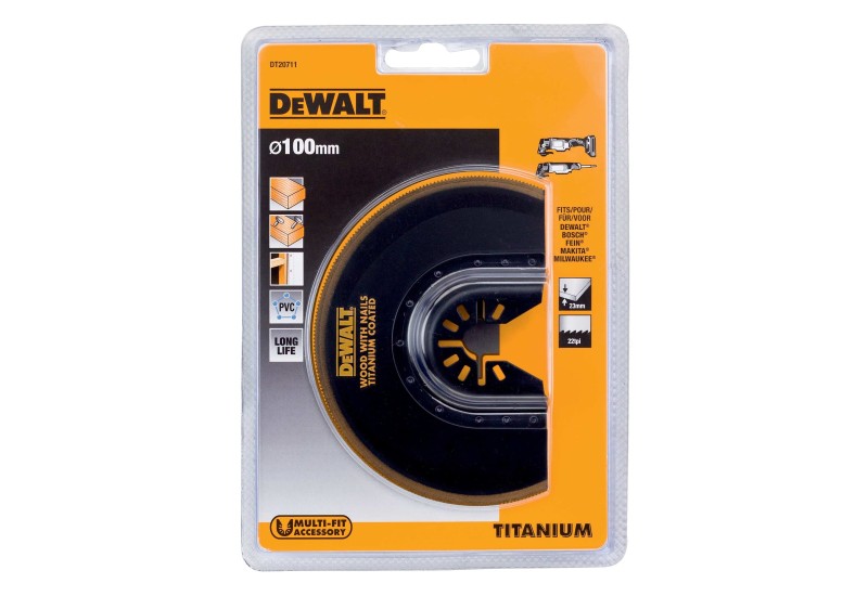 DEWALT - Lame Ø100 m titanium semi circulaire moyeu déporté pour multi-cutter DEWALT - Lame Ø100 m titanium semi circulaire moyeu déporté pour multi-cutter