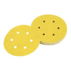 Boîte de 25 disques abrasifs papier DeWalt DT3136 grain 180 diamètre 150mm avec 6 trous.