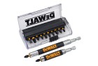 Coffret compact DeWalt DT70512T ouvert avec 13 embouts Impact Torsion noirs et porte-embout magnétique.