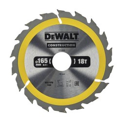 DEWALT - Lame de scie circulaire portative Construction, 165x30 mm, 18 dents