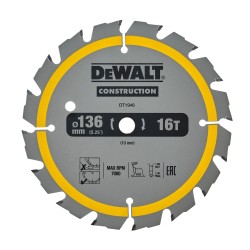 DEWALT - Lame de scie circulaire sans fil Construction, 136x10 mm, 16 dents
