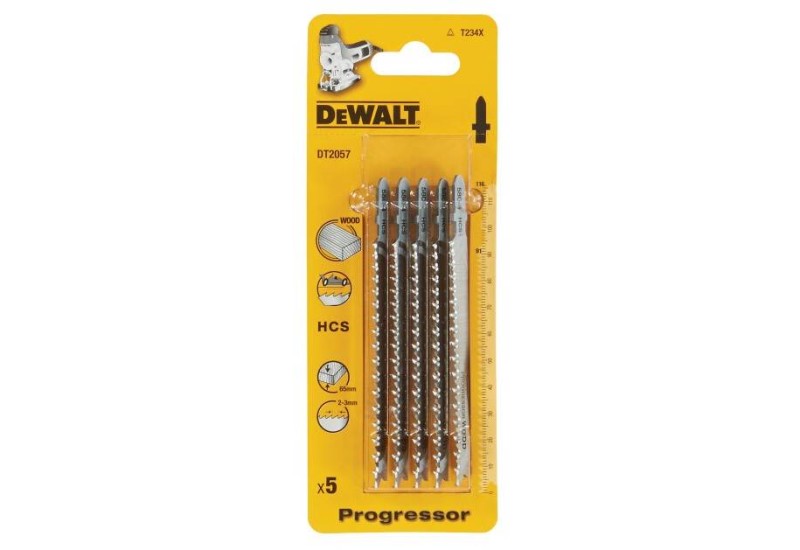 DEWALT - Lame de scie sauteuse denture Progressor bois, Agglo, Md profondeur de coupe inf 65 mm attache en T