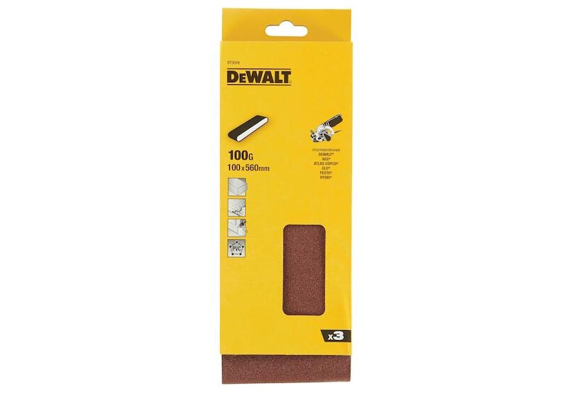 DEWALT - Abrasif pour ponceuses a bande - multi-usages pour bois / peinture / métal grain 100 100x560 mm DEWALT - Abrasif pour ponceuses a bande - multi-usages pour bois / peinture / métal grain 100 100x560 mm