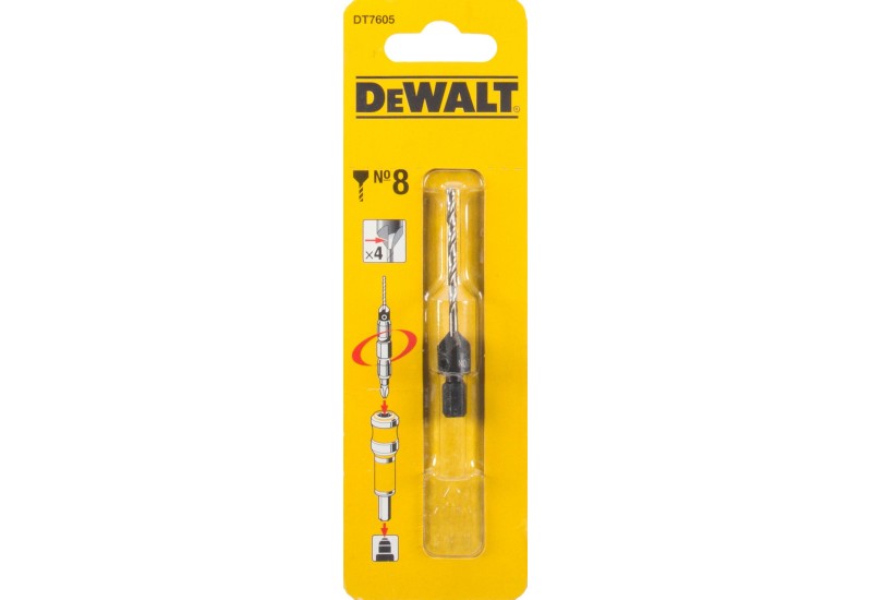 DEWALT - Mèche N°8 et fraise à chanfreiner 4 taillants DEWALT - Mèche N°8 et fraise à chanfreiner 4 taillants