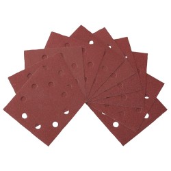 Paquet de 10 feuilles abrasives carrées DeWalt DT3023 grain 120, fixation velcro, 8 trous pour ponceuse vibrante.