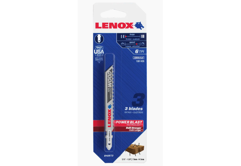 LENOX - Lame de scie sauteuse à emmanchement en T Profondeur de coupe 7.9mm - 44.5mm Bois avec clous LENOX - Lame de scie sauteuse à emmanchement en T Profondeur de coupe 7.9mm - 44.5mm Bois avec clous