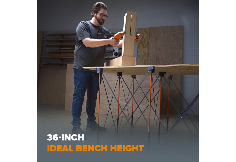support pliable BORA Centipede Tall 4x4 déployé en atelier support pliable BORA Centipede Tall 4x4 déployé en atelier