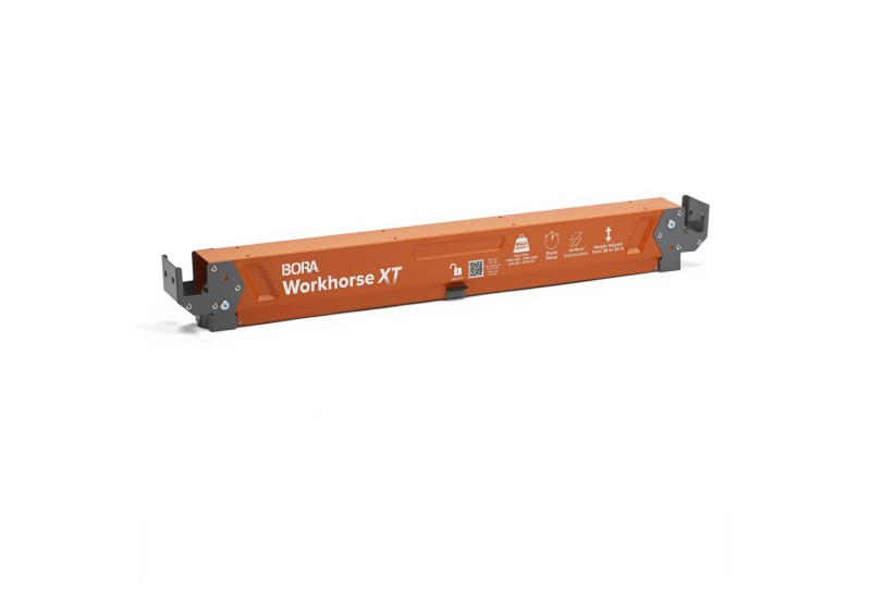 Chevalet de sciage BORA Workhorse XT repliée montant le produit compact. Chevalet de sciage BORA Workhorse XT repliée montant le produit compact.