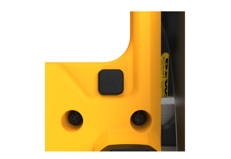 Zone de travail éclairée par LED du système XPS de la scie à onglets DEWALT. Zone de travail éclairée par LED du système XPS de la scie à onglets DEWALT.