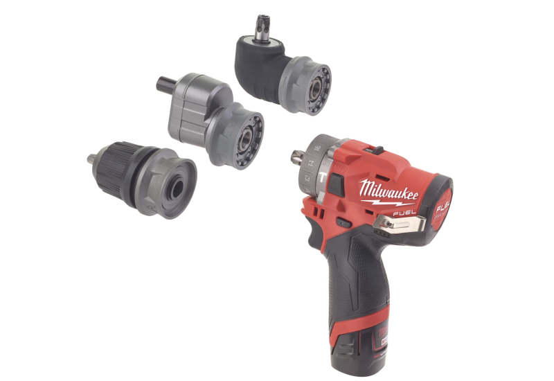 Vue complète de la perceuse à percussion MILWAUKEE M12 FUEL™ 6 en 1 Vue complète de la perceuse à percussion MILWAUKEE M12 FUEL™ 6 en 1