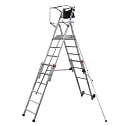 Plate forme de travail télescopique 4 hauteurs de travail (3,49m, 3,74m, 4,00m & 4,25m) - 6/9 marches