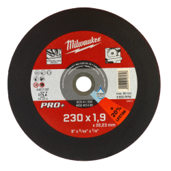 Disque Milwaukee PRO+ 230x1.9mm pour Métaux et Inox
