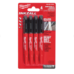 Set 4 Marqueurs Milwaukee INKZALL Pointe Ultra Fine 0.6mm