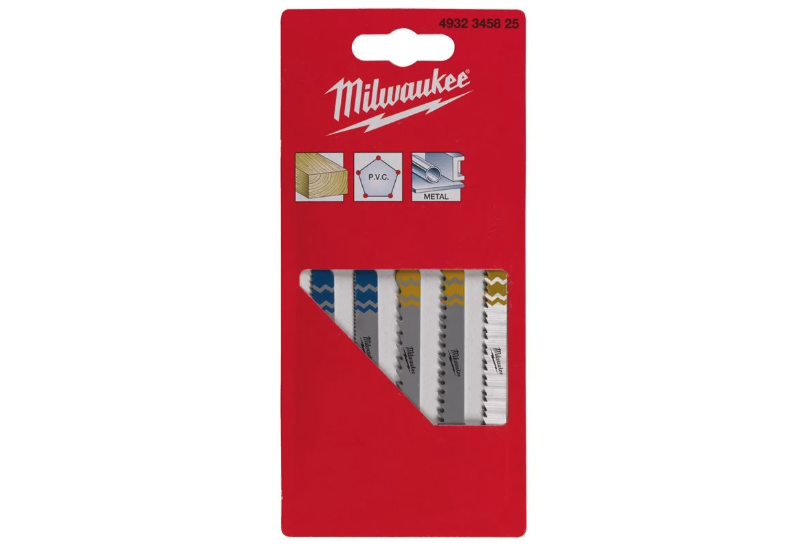 Set 5 Lames Scie Sauteuse Milwaukee T-Shank Bois & Métal Set 5 Lames Scie Sauteuse Milwaukee T-Shank Bois & Métal