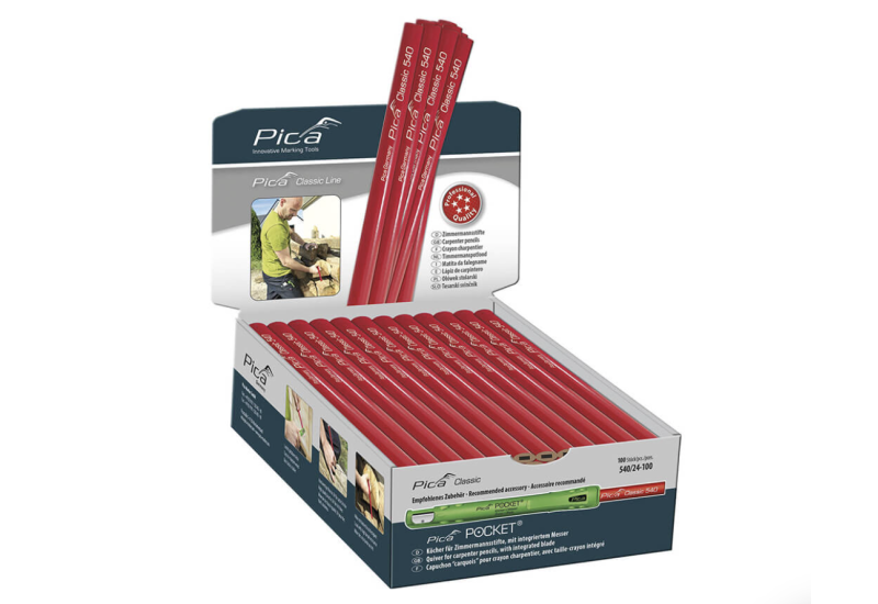Boîte de 100 crayons charpentier PICA Classic 540 - 24cm - Mine en graphite 2H