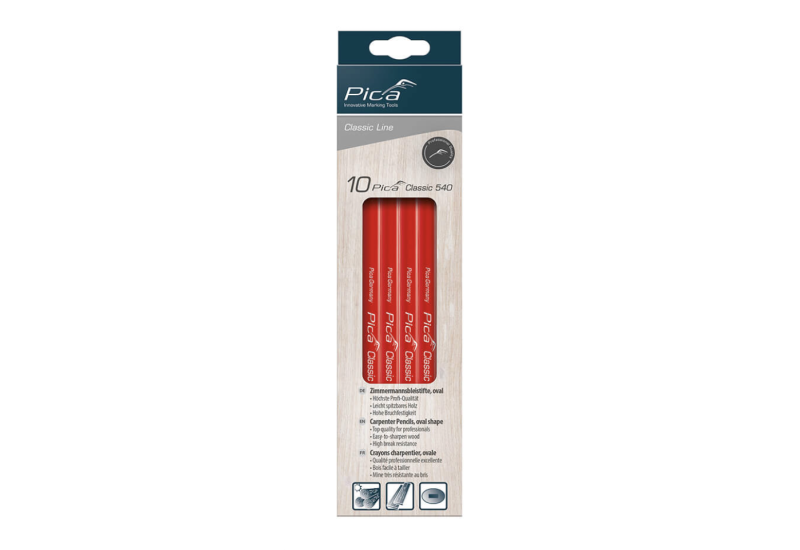 Crayon Charpentier PICA 540 (lot de 10) - Mine 2H pour Traçage Précis