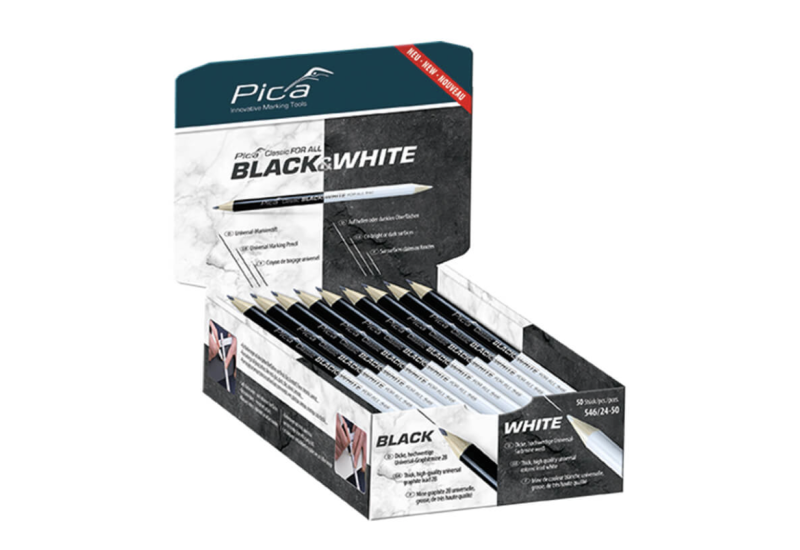 Paquet de 50 crayons universels Blanc/Noir 23cm - Pour les surfaces claires et foncées