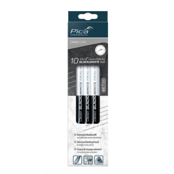 Boîte pliante de 10 crayons universels Blanc/Noir 23cm PICA 546 - pour les surfaces claires et foncées