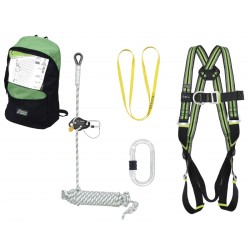 Kit harnais antichute toiture confort Kratos Safety avec corde 10m et sac de rangement