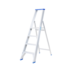 Escabeau professionnel Solide PT04 4 marches en aluminium gris avec revêtement mains propres