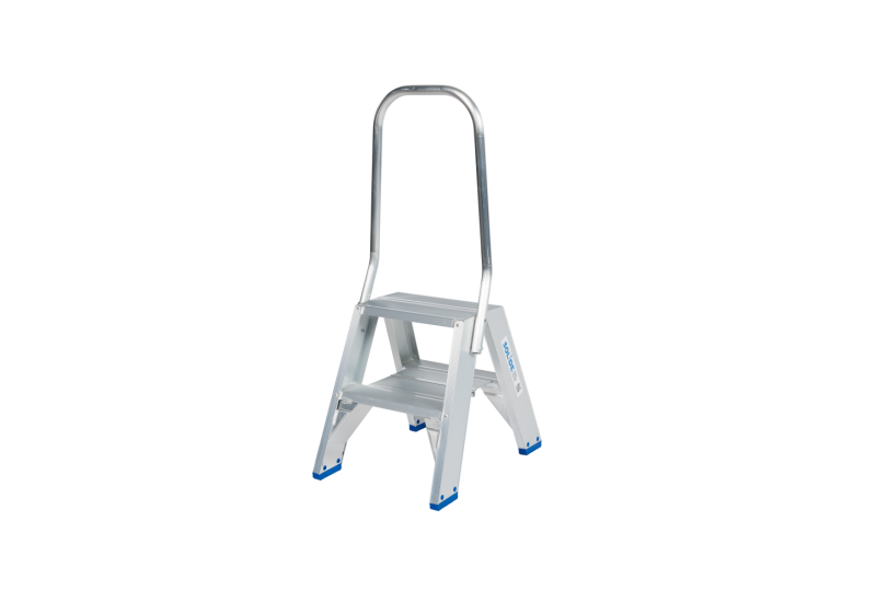 Solide DT02BVA : Escabeau Double 2 Marches avec Garde-Corps Fixe