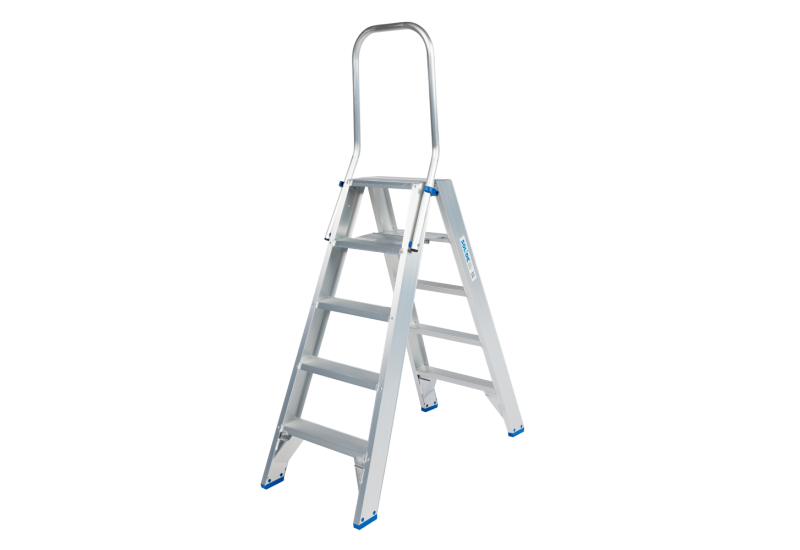 Solide DT05 : Escabeau Double 5 Marches avec Garde-Corps Pliable