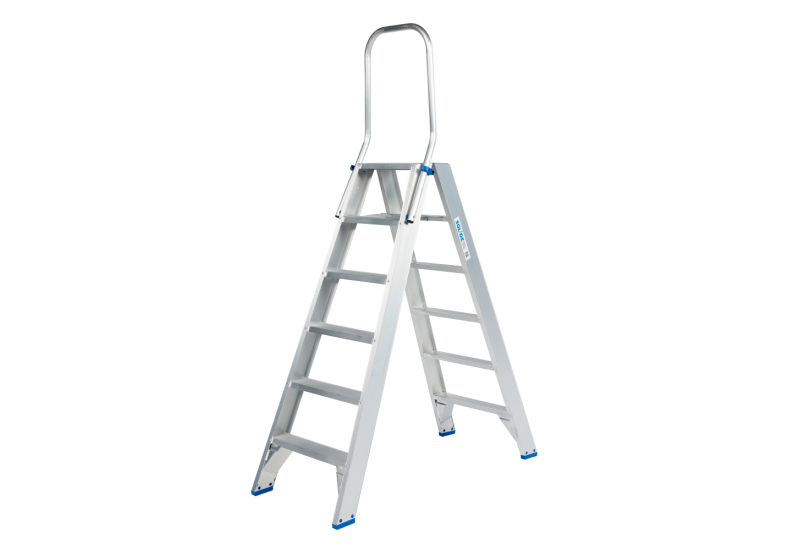 Solide DT06 : Escabeau Double 6 Marches avec Garde-Corps Pliable