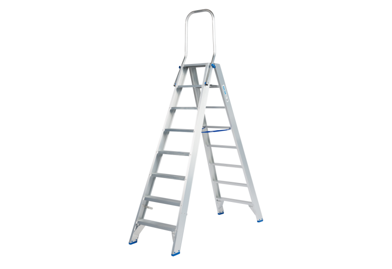 Solide DT08 : Escabeau Double 8 Marches avec Garde-Corps Pliable