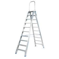 Solide DT10 : Escabeau Double 10 Marches avec Garde-Corps Pliable