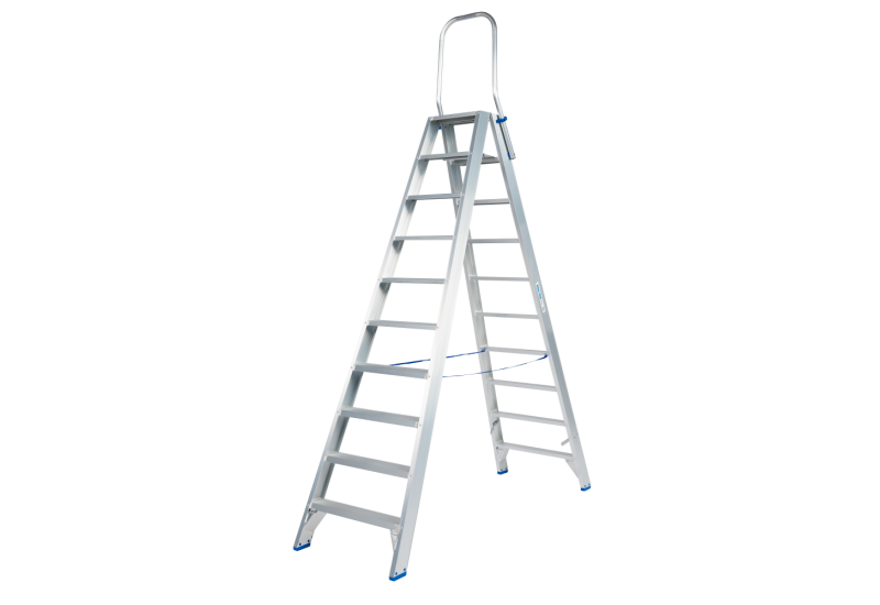 Solide DT10 : Escabeau Double 10 Marches avec Garde-Corps Pliable