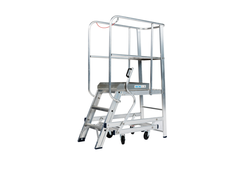SOLIDE WHK3 : Plateforme Mobile Entrepôt Grande Stabilité (3 Marches)