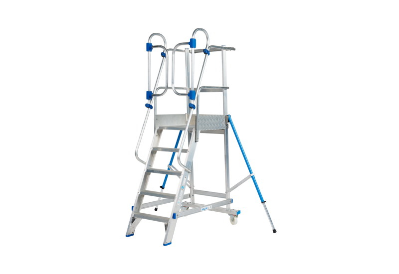 Solide MBT05ZVD : Escabeau à Palier Fixe 5 Marches avec Portillon