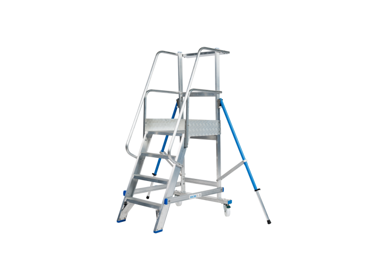 SOLIDE MBT04 : Escabeau à Palier Industriel 4 Marches (Fixe & Mobile)