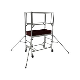 Échafaudage roulant acier Goliath 120 Tubesca-Comabi sur chantier maçonnerie