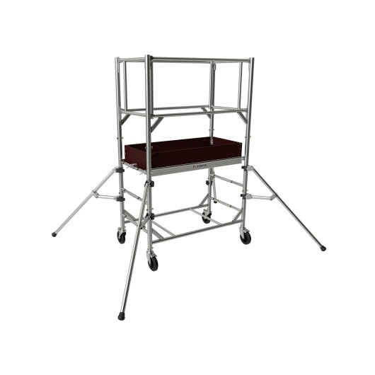 Échafaudage roulant acier Goliath 120 Tubesca-Comabi sur chantier maçonnerie