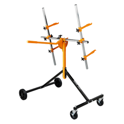 Support de carrosserie rotatif Bahco BBS3UH portant une portière de voiture en atelier