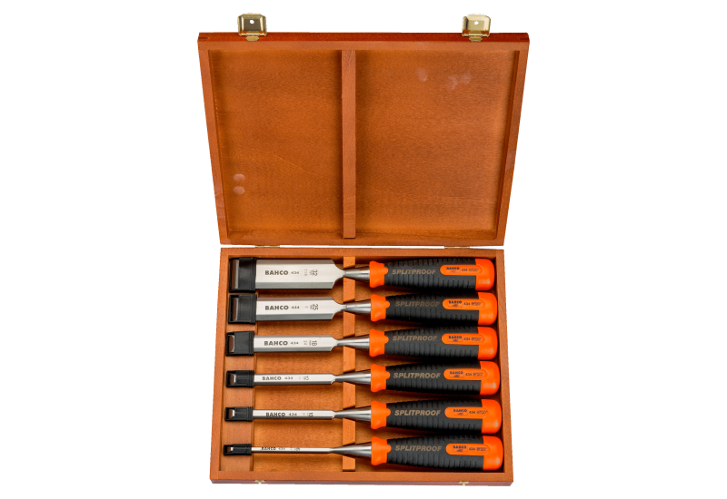 BAHCO - Jeu de ciseaux à bois anti-fissures ERGO™ - 6 pcs/boîte en bois