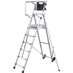 Plateforme DUARIB T-REX 6 marches vue d’ensemble avec stabilisateurs latéraux déployés