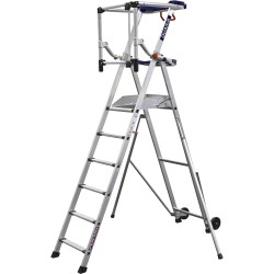 Plateforme DUARIB PERFORM F6 vue d’ensemble avec stabilisateurs et roues de déplacement