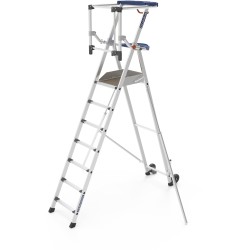 Plateforme DUARIB PERFORM F7 vue globale avec stabilisateurs et roues Ø 150 mm