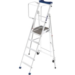 Plateforme de Rayonnage DUARIB 5 marches vue complète de profil pour travail en hauteur.