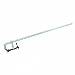 Serre-joint forgé Wilmart 1m50 avec rail 30x15 et tête à rotule interchangeable pour travaux de maçonnerie et menuiserie.