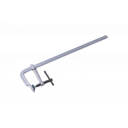 Serre-joint forgé Wilmart 80cm avec saillie approfondie de 14cm et tête à rotule interchangeable pour serrage bois et béton.