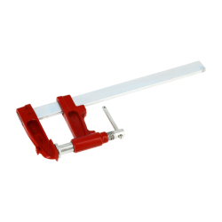 Petit serre-joint à pompe Wilmart 30cm avec rail 30x8 et vis protégée pour modélisme et menuiserie de précision.