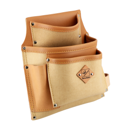 Poche à clous de ceinture Wilmart 3 compartiments en PVC enduit résistant avec passant pour marteau.