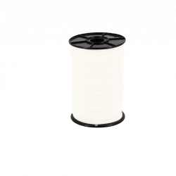 Bobine de 200m de cordeau nylon blanc tressé 2mm Wilmart pour alignement maçonnerie et jardinage.