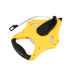 Décamètre d'arpentage Wilmart 50m ruban fibre sur étrier ABS ouvert pour nettoyage facile.