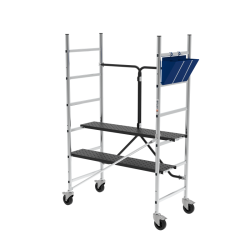 Échafaudage mobile aluminium Artub Synchro largeur 64cm avec porte-outils pour travaux d'intérieur.