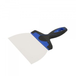 Couteau à enduire Wilmart avec lame large de 180 mm en inox traité et manche ergonomique bi-matière.